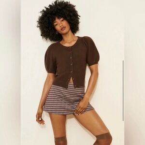 Anthropologie Maeve Puff Sleeve Cashmere Collection Cardigan Sweater Size Large